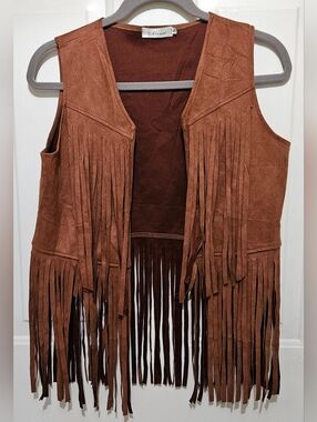 Women's Small Suede Vest with Fringe Boho Chic Western Cowgirl